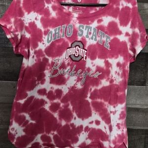 Colosseum Pink Tie-Dye Ohio State Tee